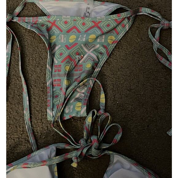 TASHEHE String Bikini High Leg Cut/Triangle Removable Pads Geometric Size S - Picture 11 of 14